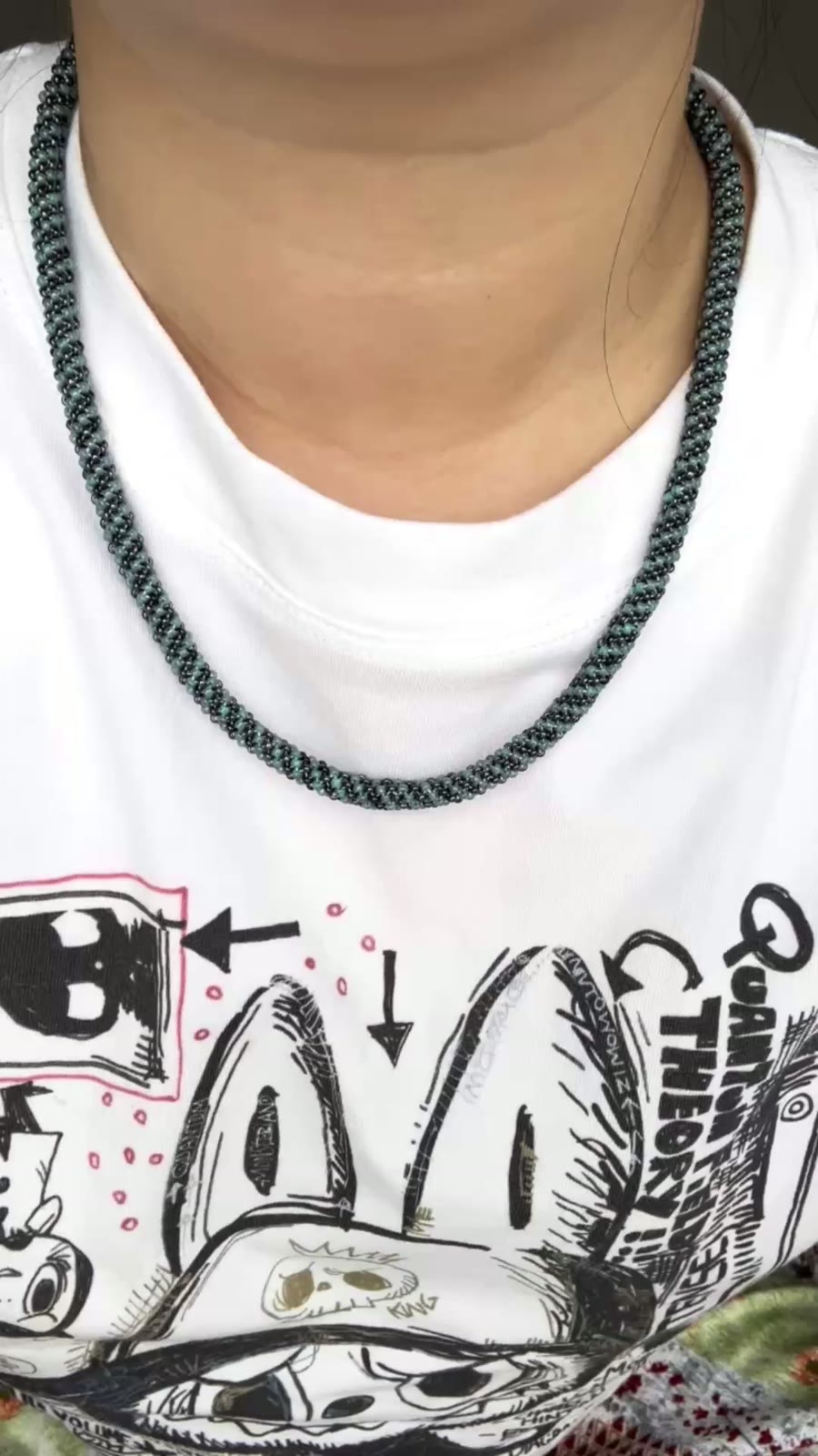 Collana Artigianale in Perline Blu Cordino Intreciato