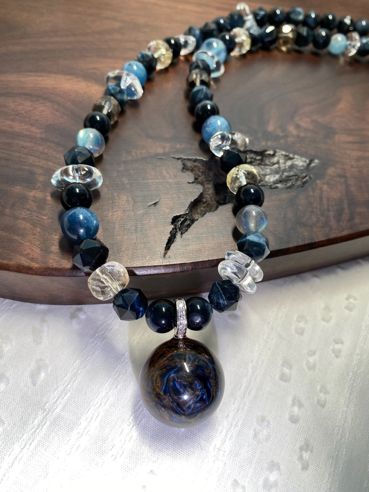 Pietersite Pendant Gemstone Beaded Necklace