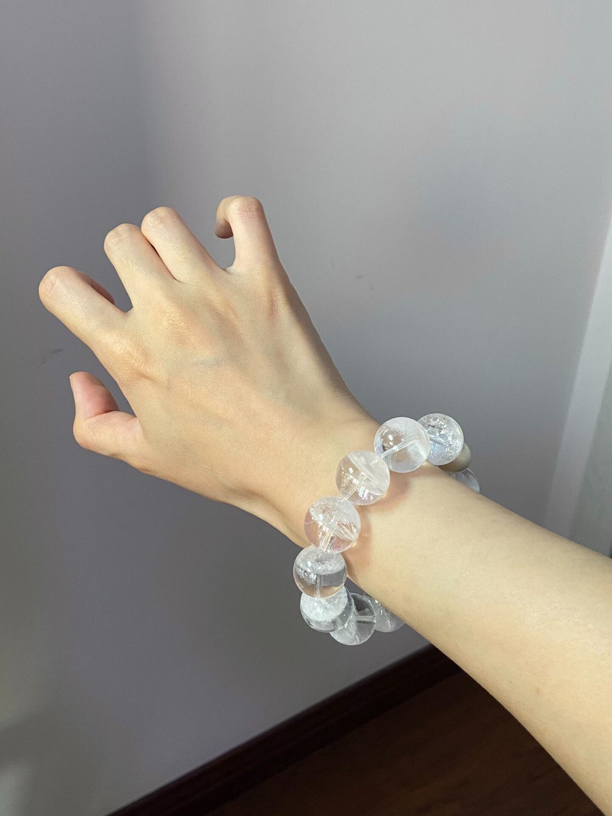 Himalayan White Phantom Quartz 17mm Beaded Bracelet