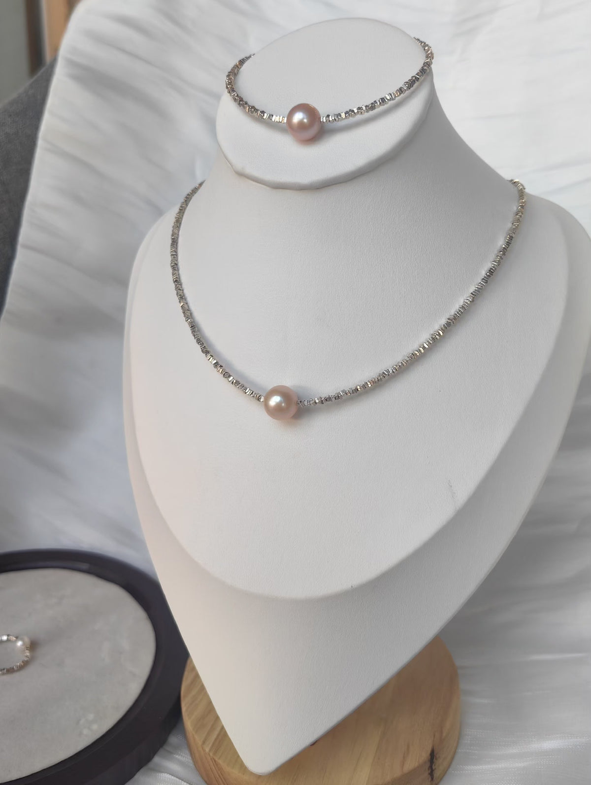 Ensemble de bijoux en perles d'eau douce naturelles et argent S925