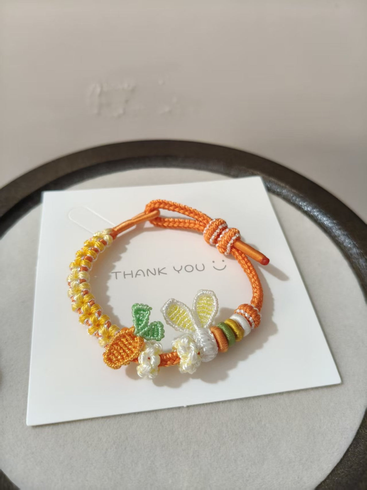 Handwoven Carrot Bunny Ear Bracelet