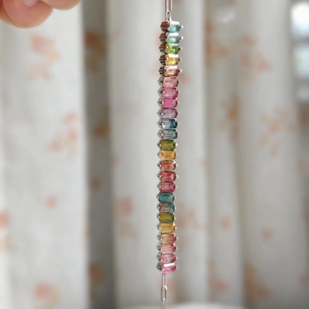 Rainbow Tourmaline Silver Bracelet 6.3mm