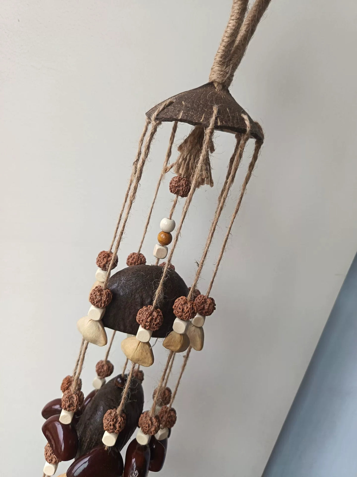 Handcrafted Coconut Shell Wind Chime with Jute