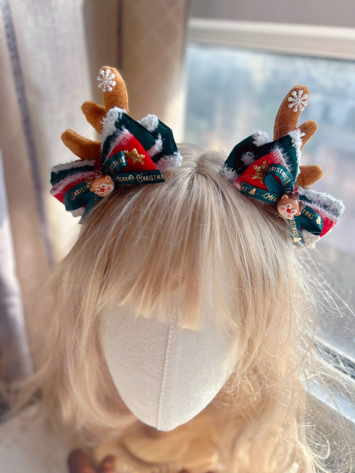 Christmas Reindeer Headband Hair Clip Set