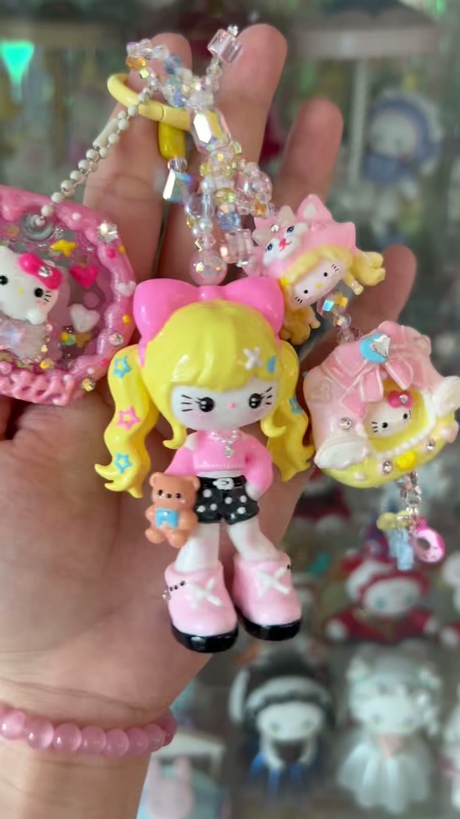 ハンドメイド ハローキティ ドール スマチャーム キーホルダー