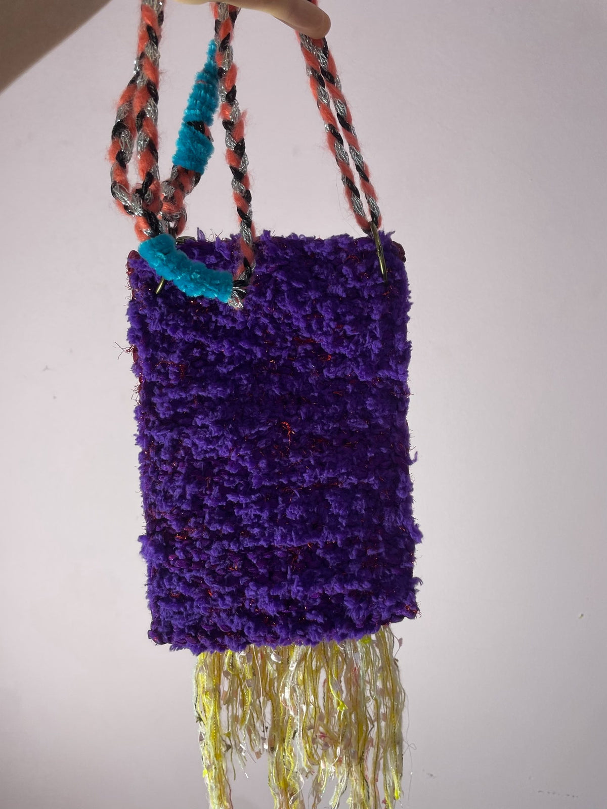 Knitted Phone Bag with Tulip Embellishment