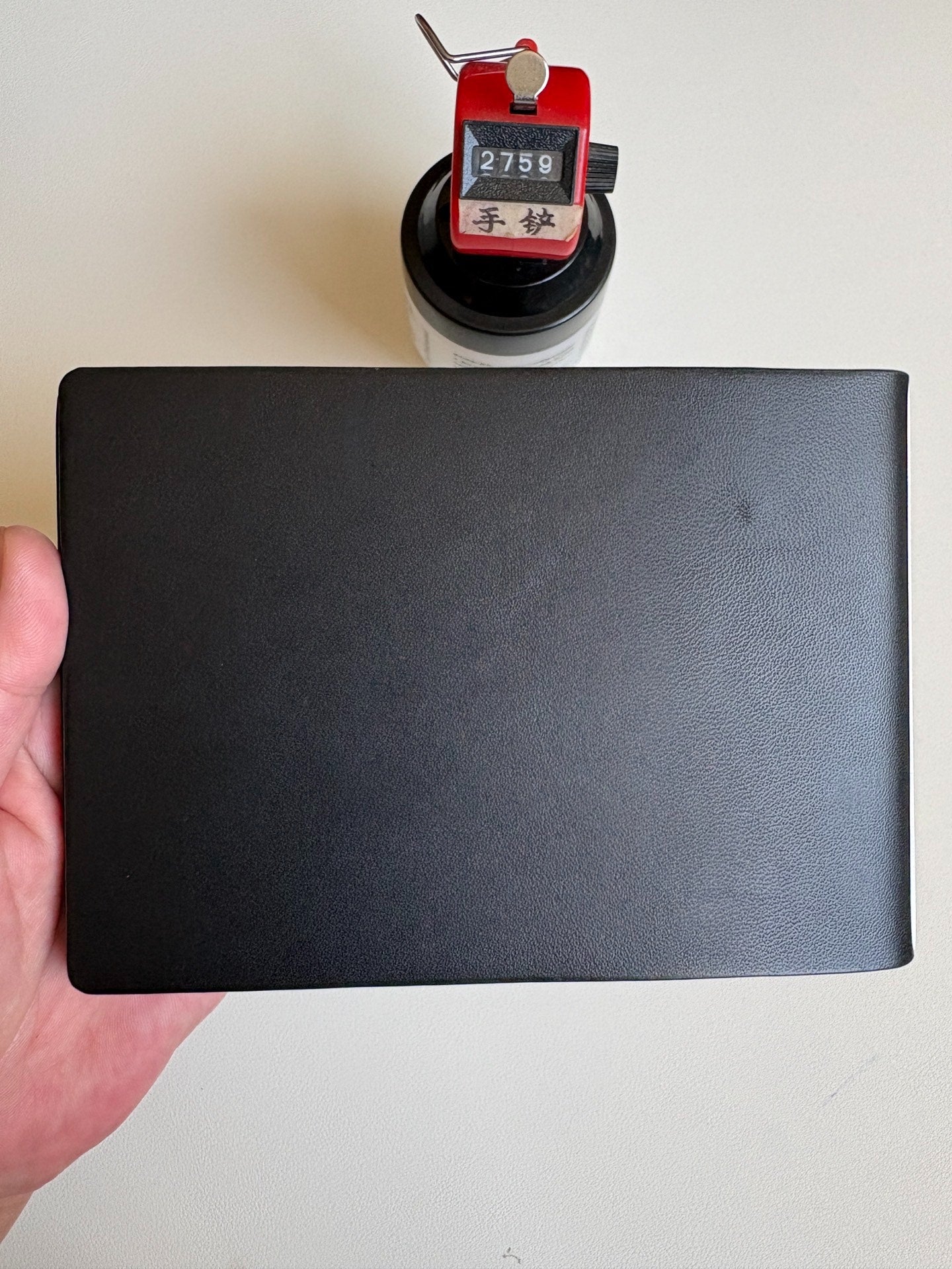Black Leather Ring Binder Notebook, M5-13 Ring, 148 x 105 mm