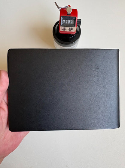 Black Leather Ring Binder Notebook, M5-13 Ring, 148 x 105 mm