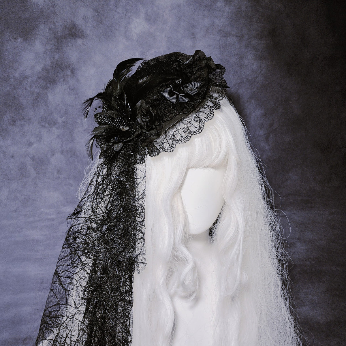 Gothic Punk Lolita Headpiece Black Rose Veil