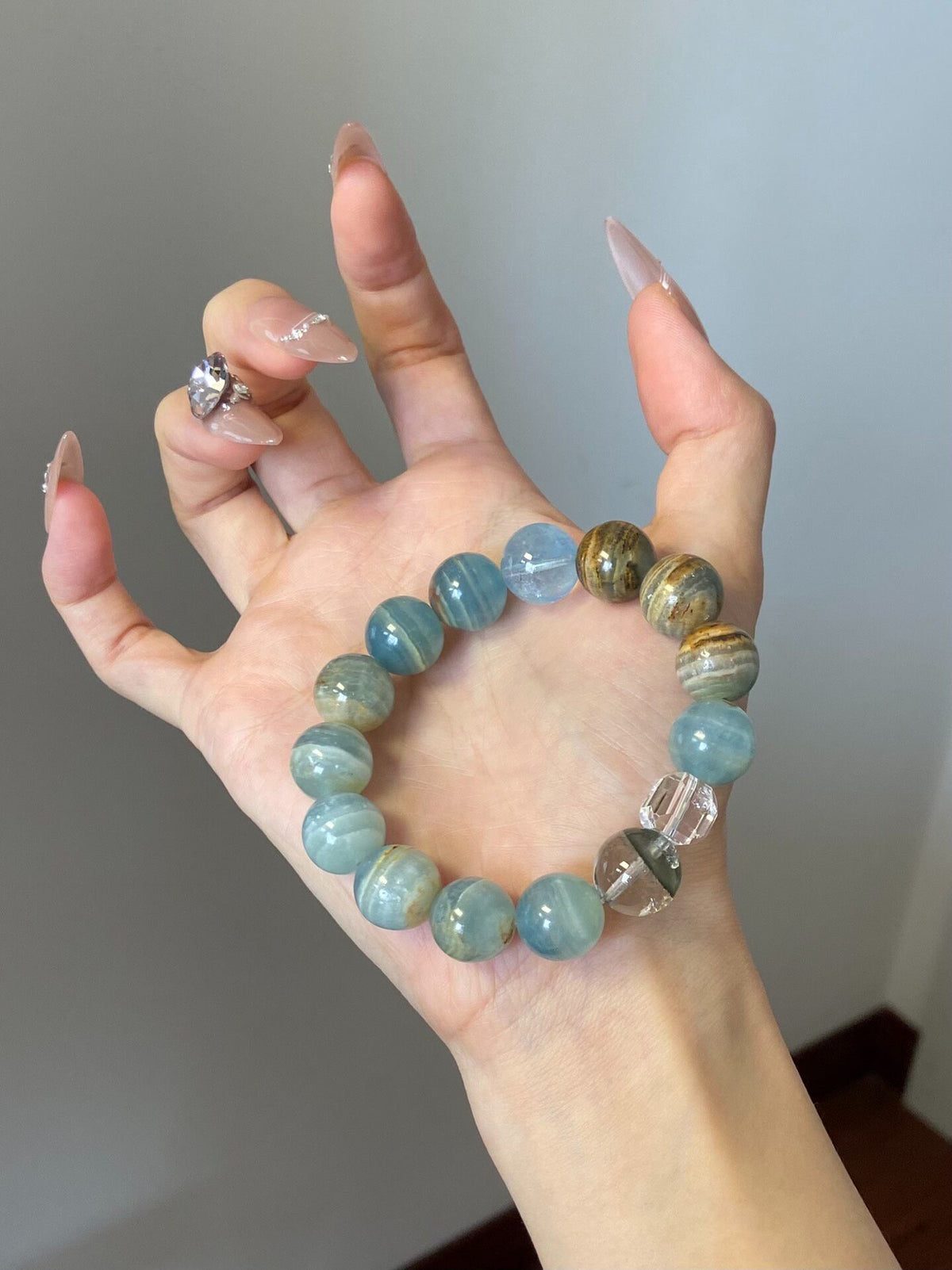 Natural Crystal Beaded Bracelet 13mm
