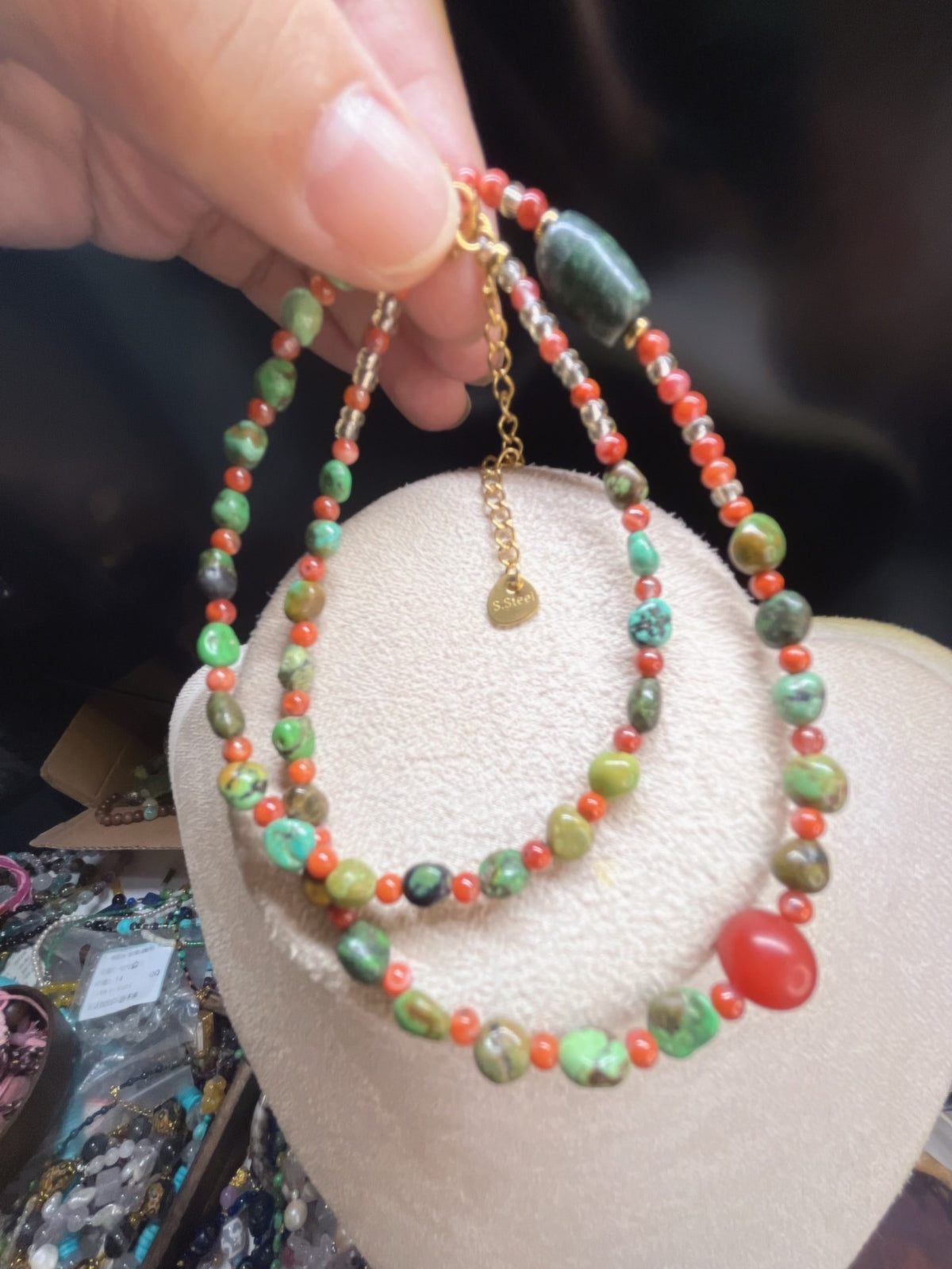 Natural Turquoise South Red Agate Necklace