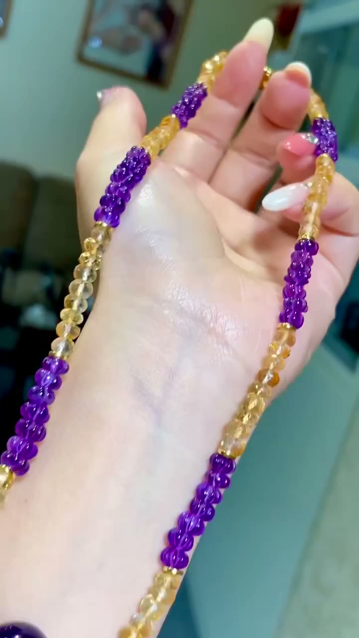 Multi-Strand Amethyst Citrine Beaded Necklace