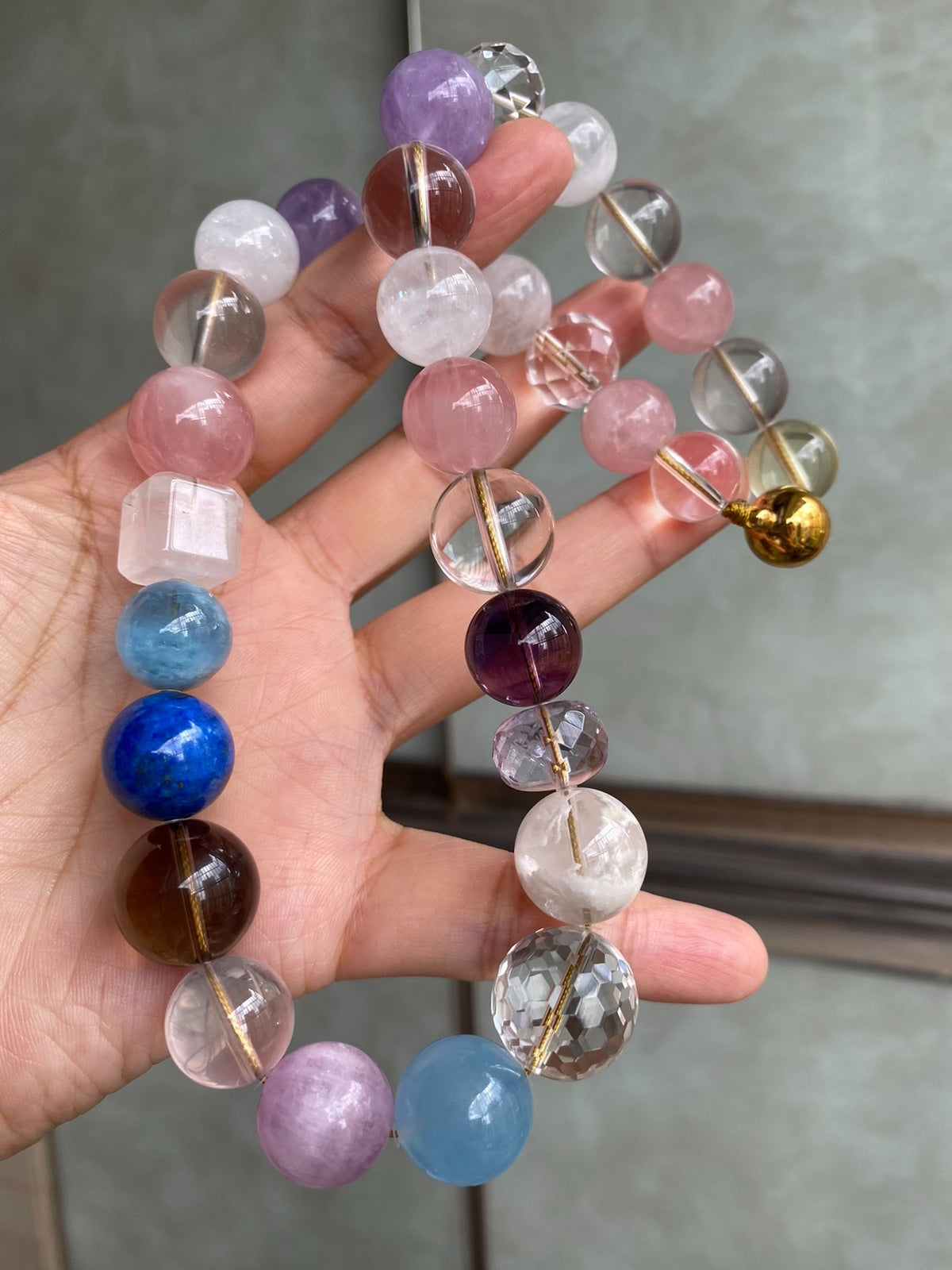 Natural Crystal Multi Gemstone Beaded Necklace