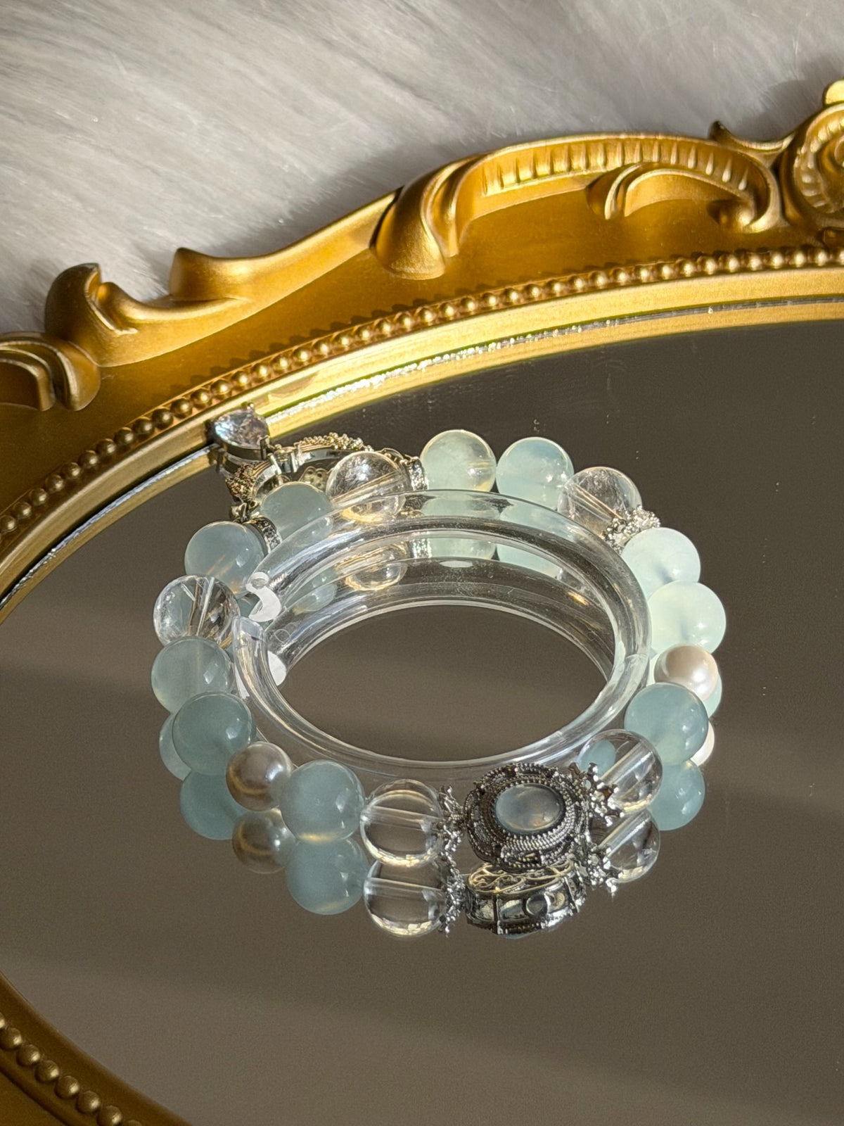 Aquamarin Kristall Perlen Perlenarmband