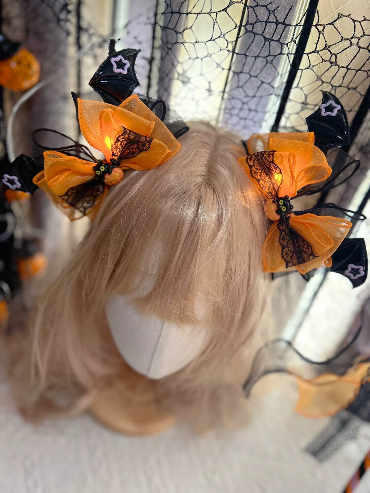 Halloween-set med trollstav, häxhatt-pannband och hårspännen