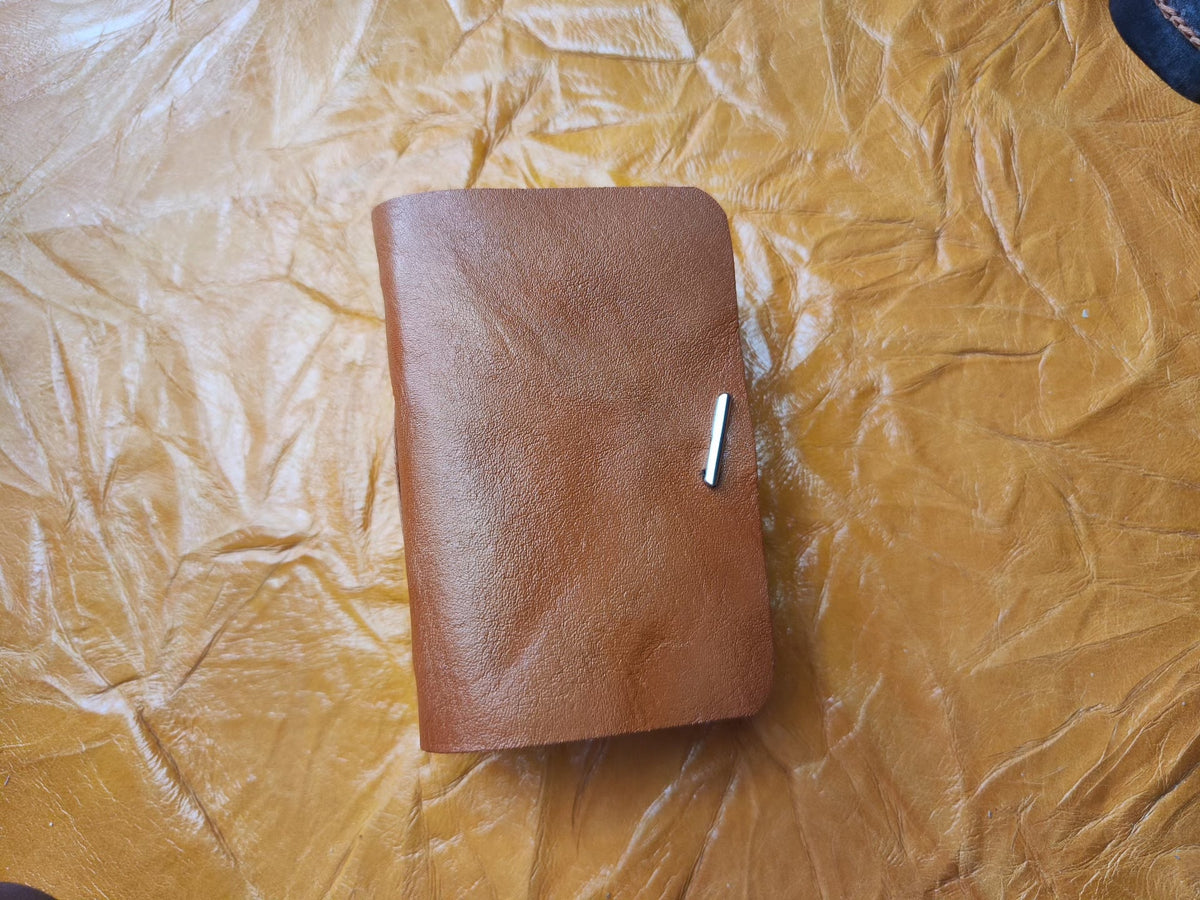 Genuine Leather Pocket Journal with Cross Stitch Binding