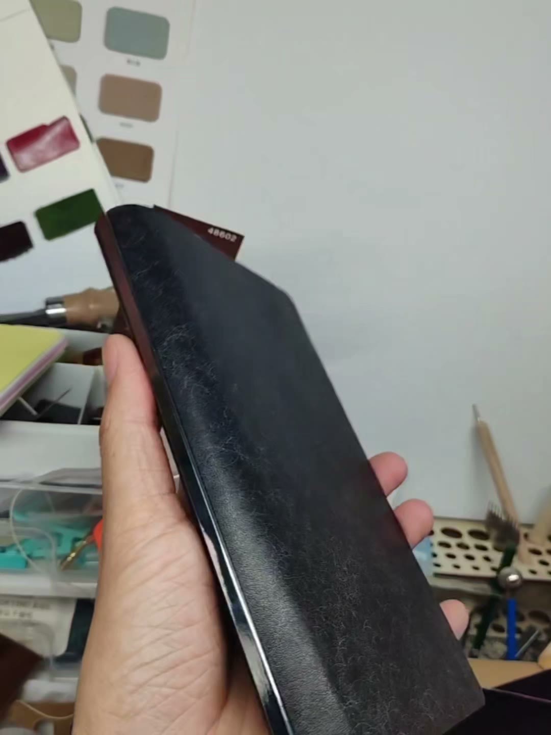 Black Cracked Leather A6 Ring Binder Journal Cover