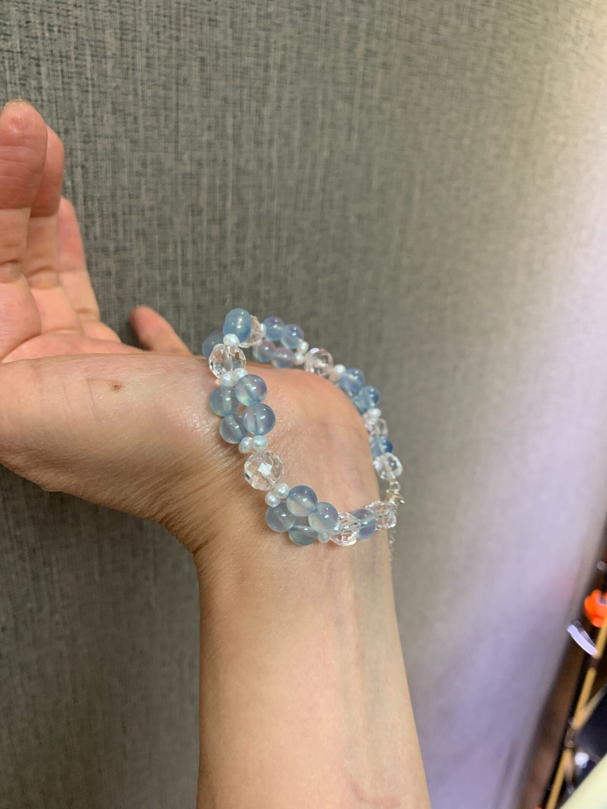 Aquamarine Freshwater Pearl Bracelet 925 Silver