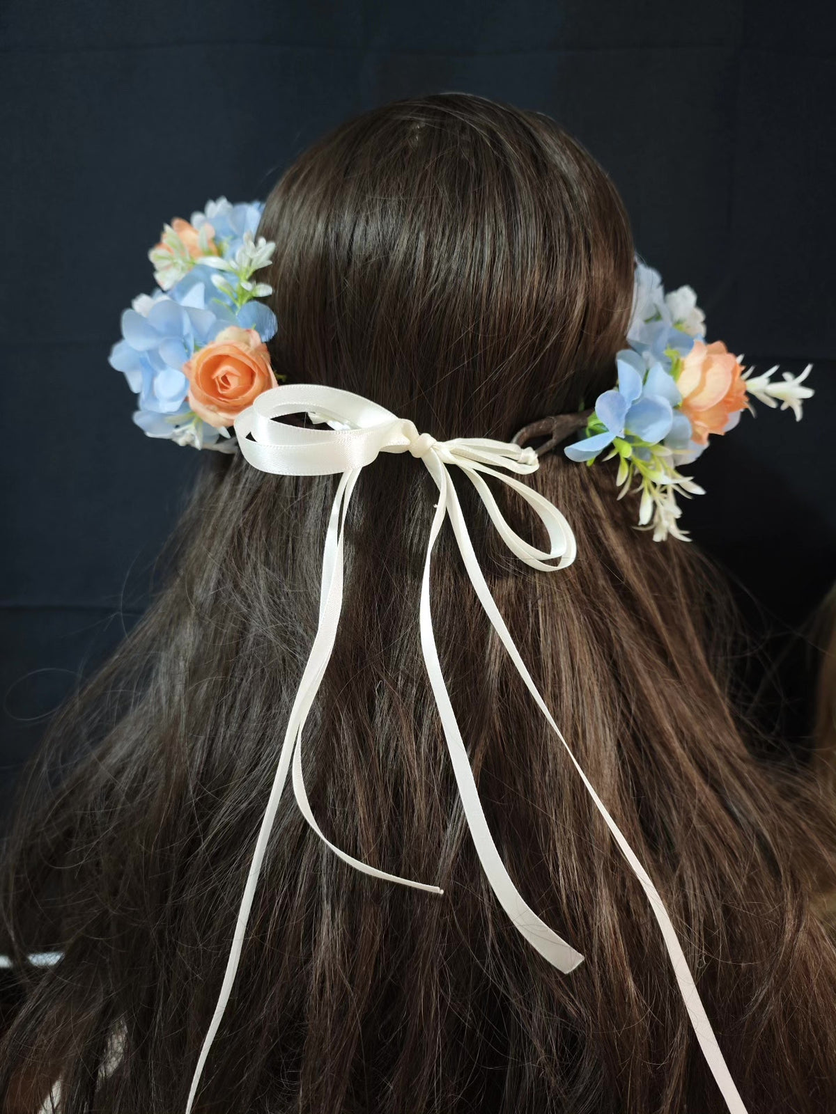 Peach Rose Floral Head Wreath