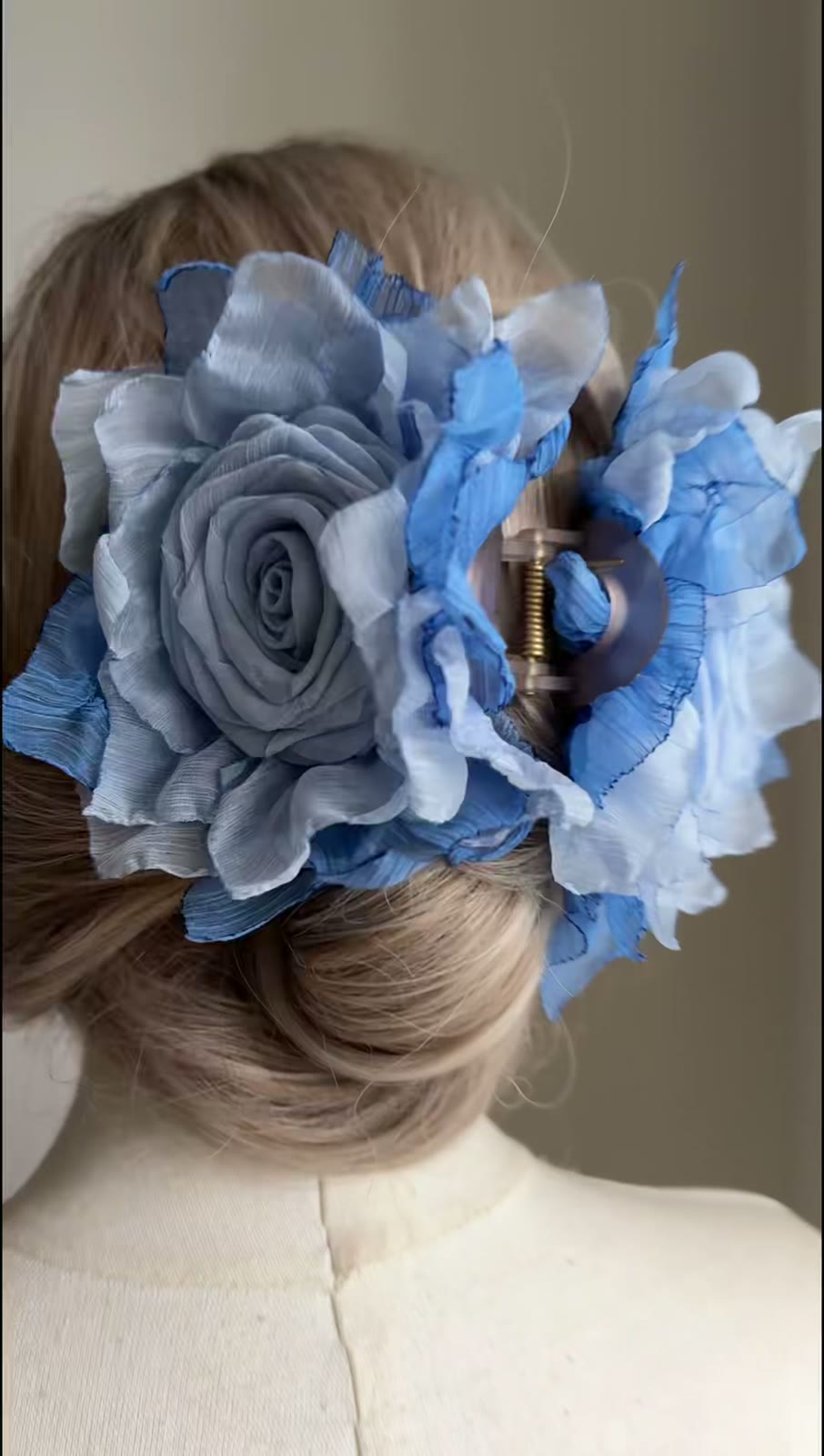 Handmade Fabric Dried Rose Hair Clip Blue