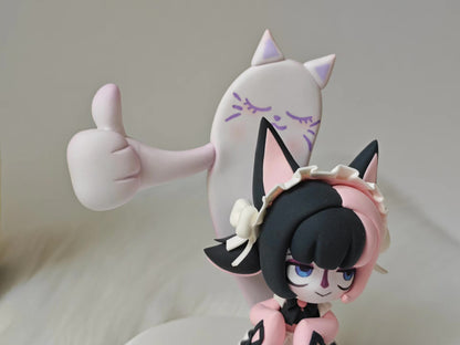 League of Legends TFT Coffee Sweetheart Little Wei Gushi Handmade Clay Figurine 14cm