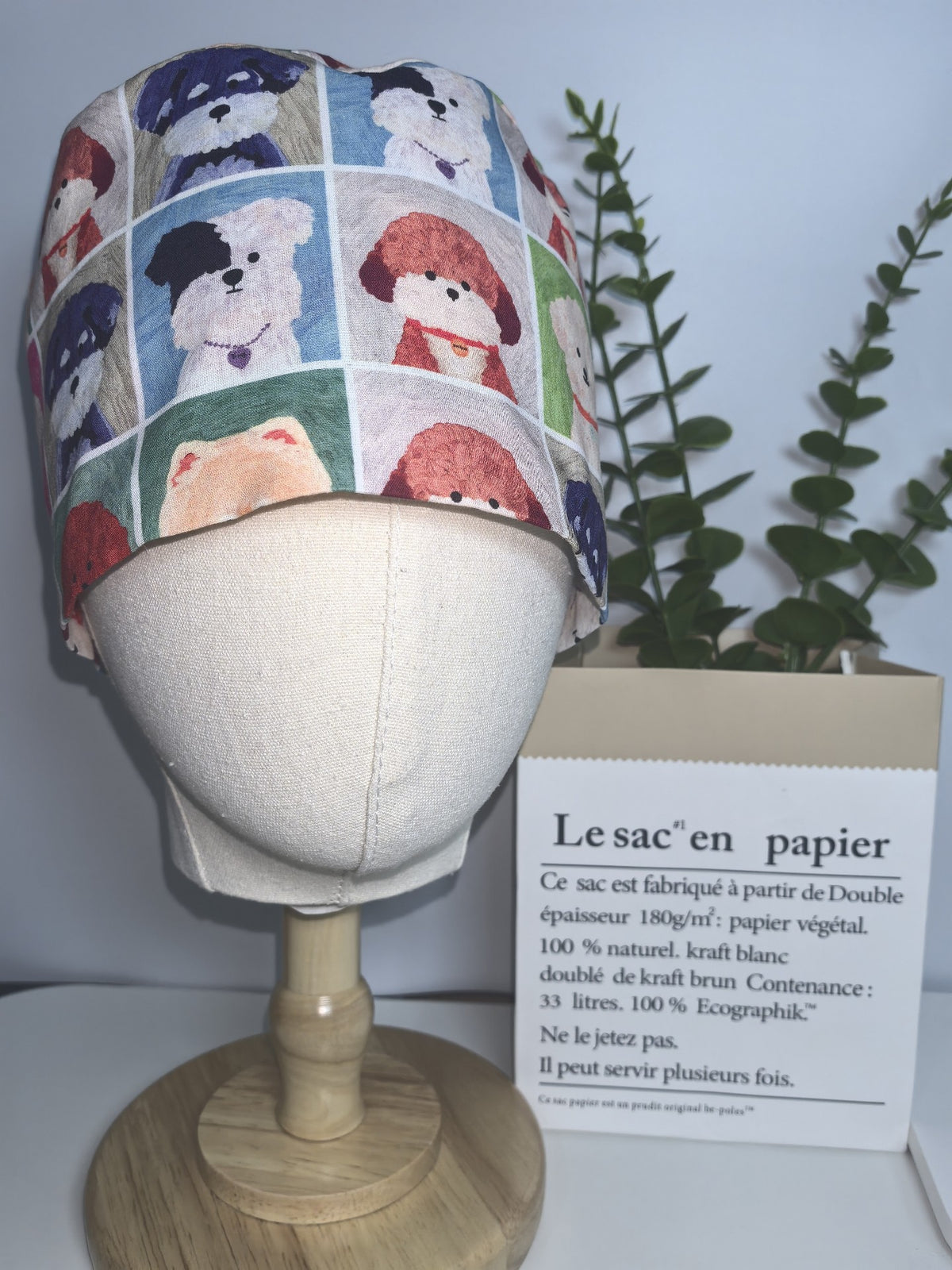 Pure Cotton Dog Print Scrub Cap