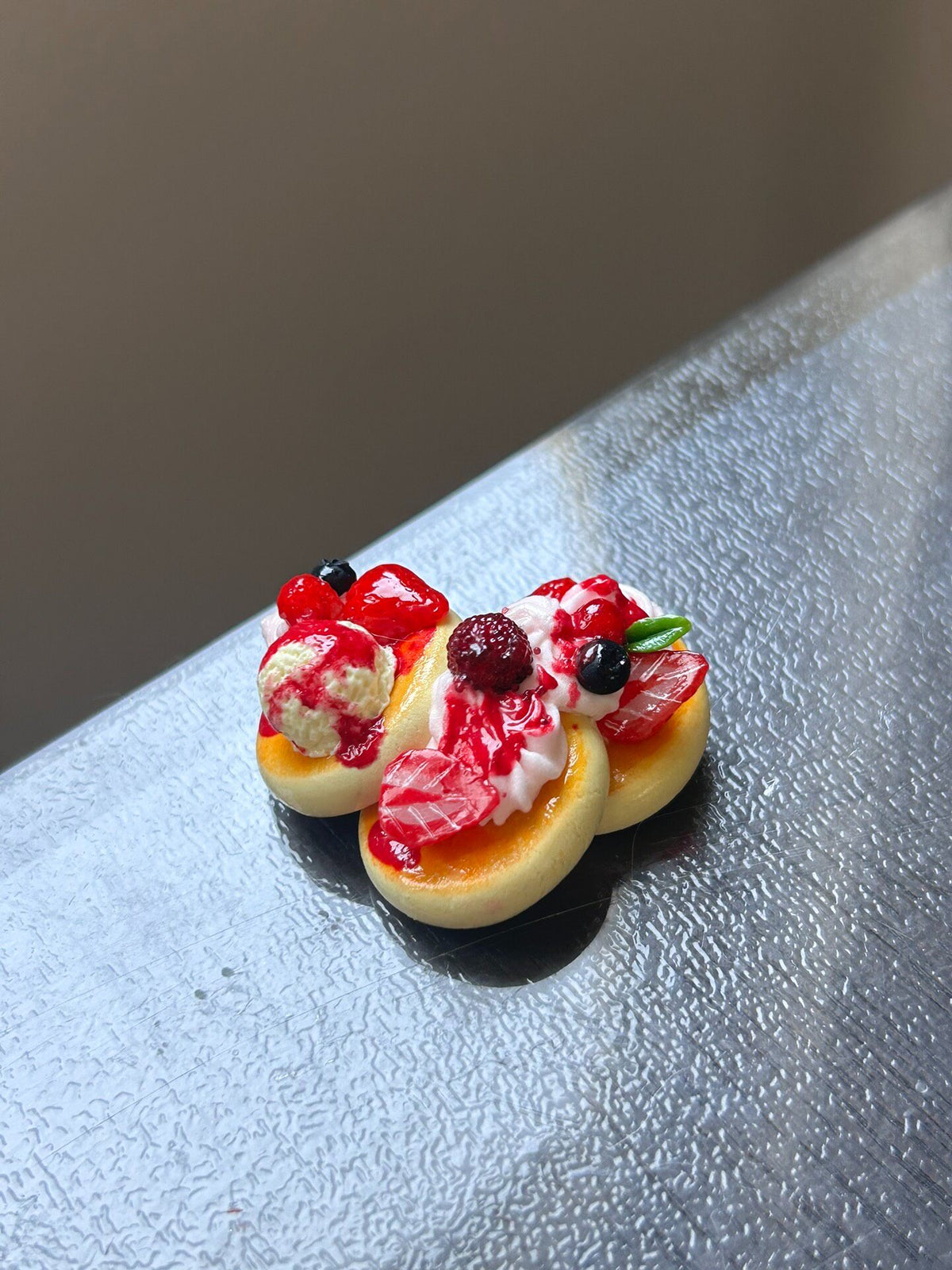 Berry Pancake Bag Charm with Pearl Chain