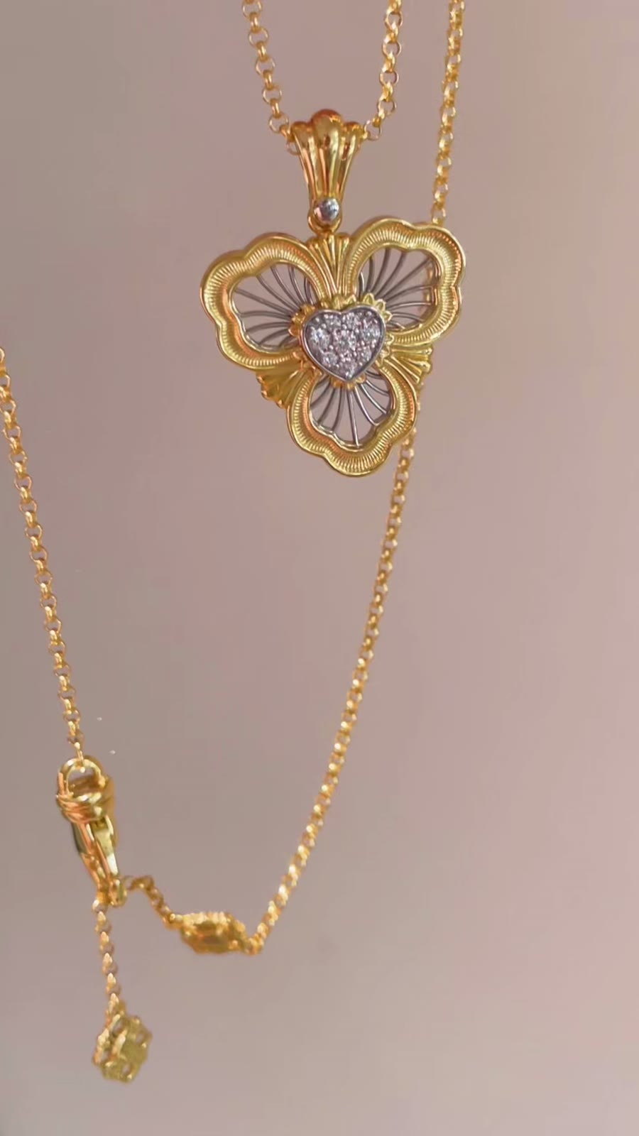 Sterling Silver Clover Necklace Openwork Design