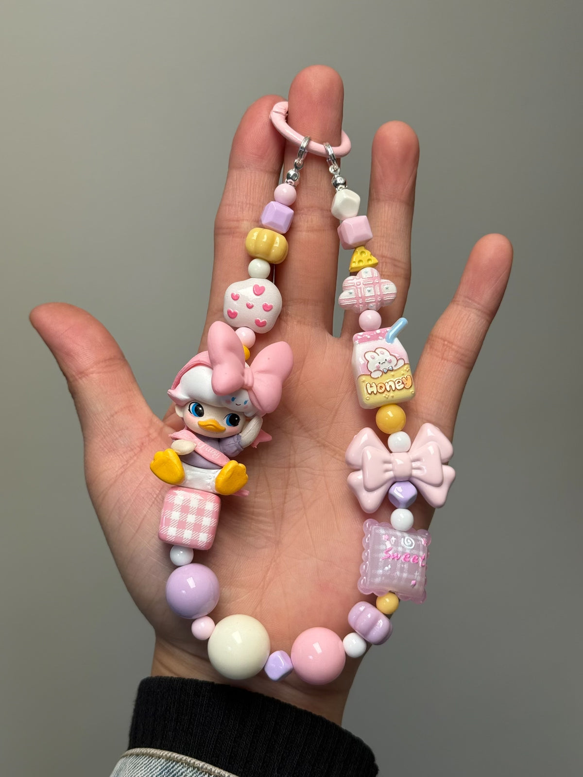 Daisy Duck Beaded Phone Charm Keychain