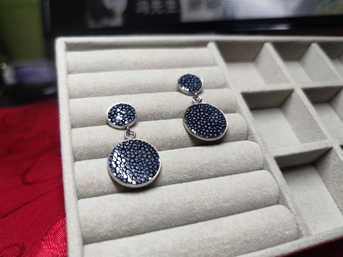 Stingray Skin Drop Earrings
