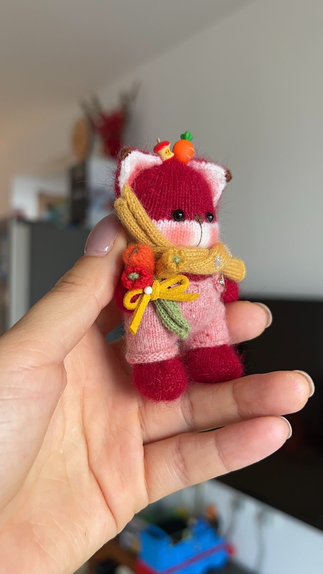 Handgestricktes Mini-Fuchs Pluschtier 8cm