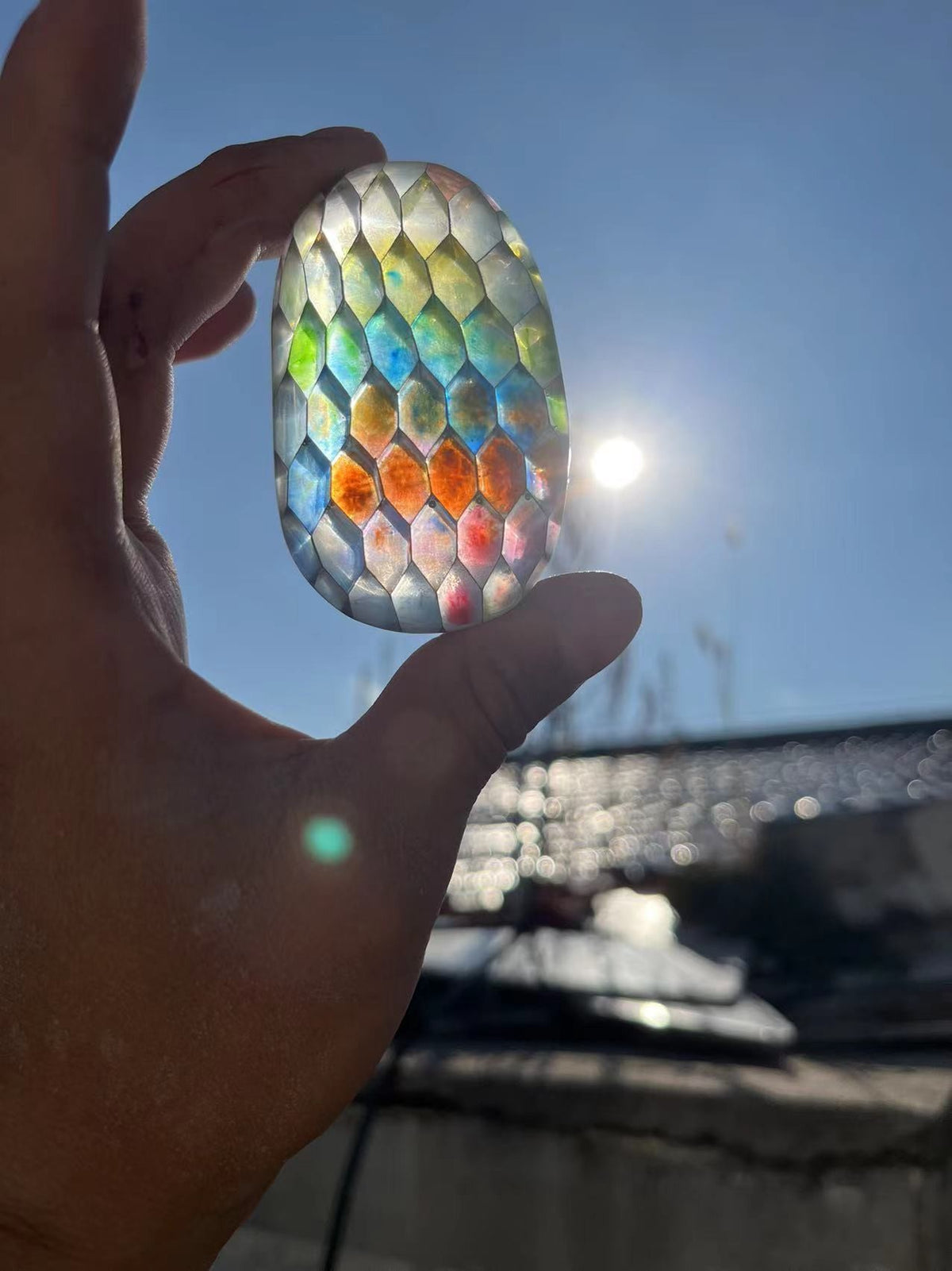 Handheld Worry Stone Iridescent Faceted