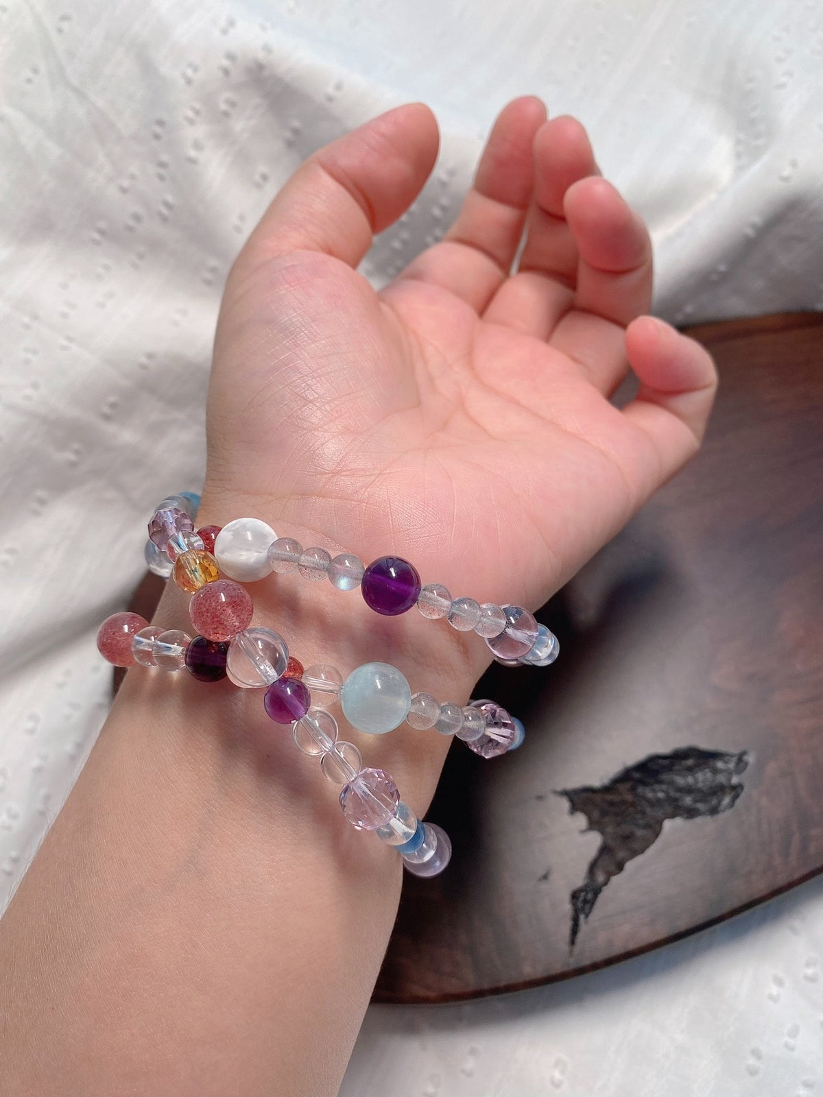 Crystal Multi Gemstone Bracelet Labradorite Aquamarine
