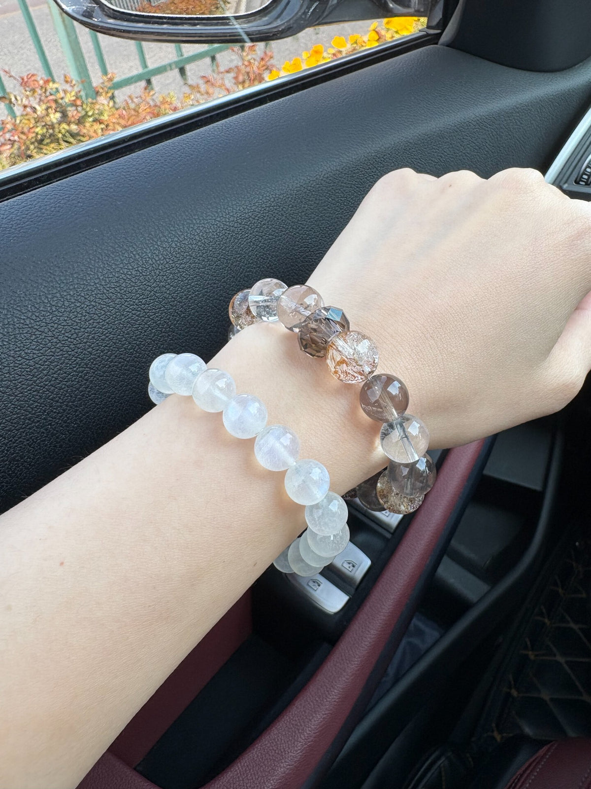 Smoky Quartz Gold Foil Crystal Bracelet