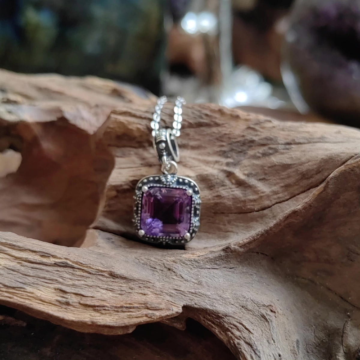 Amethyst Faceted Pendant Necklace
