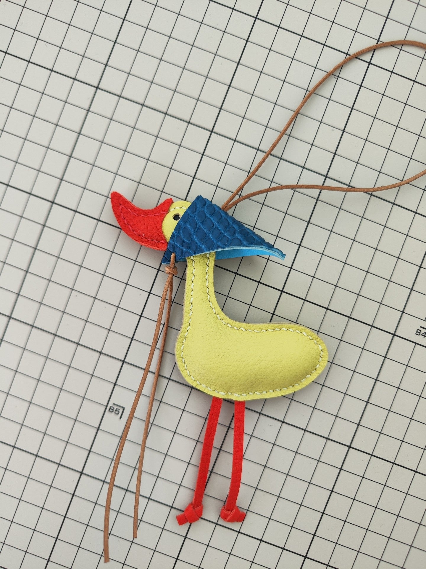 Handmade Leather Lucky Duck Keychain Bag Charm