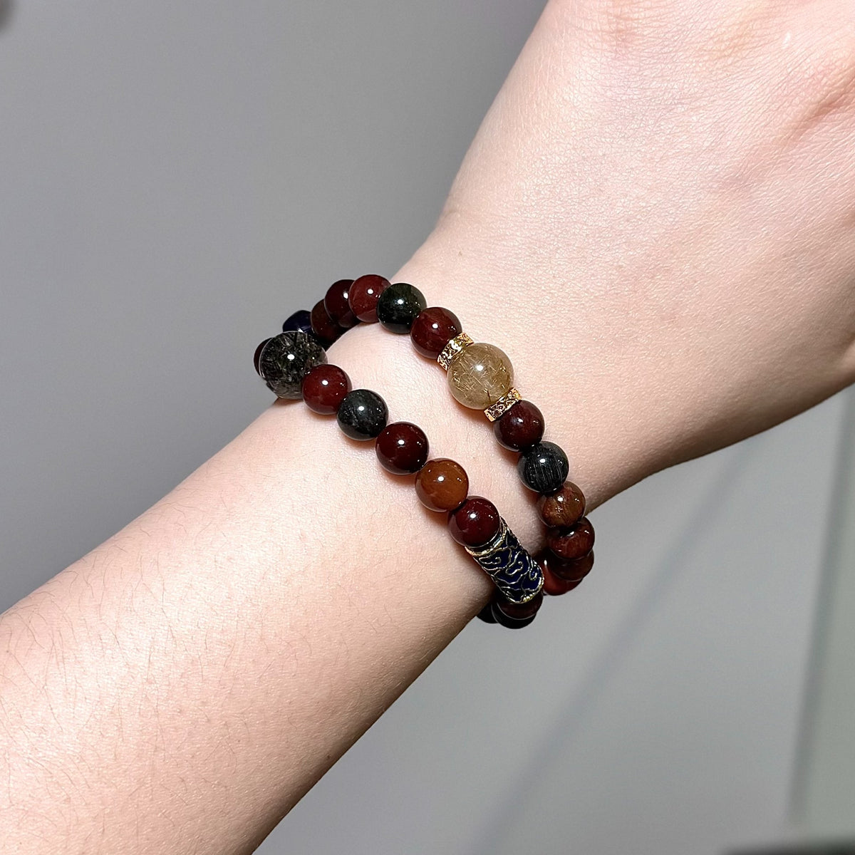 Dunhuang Rabbit Fur Double Loop Crystal Bracelet