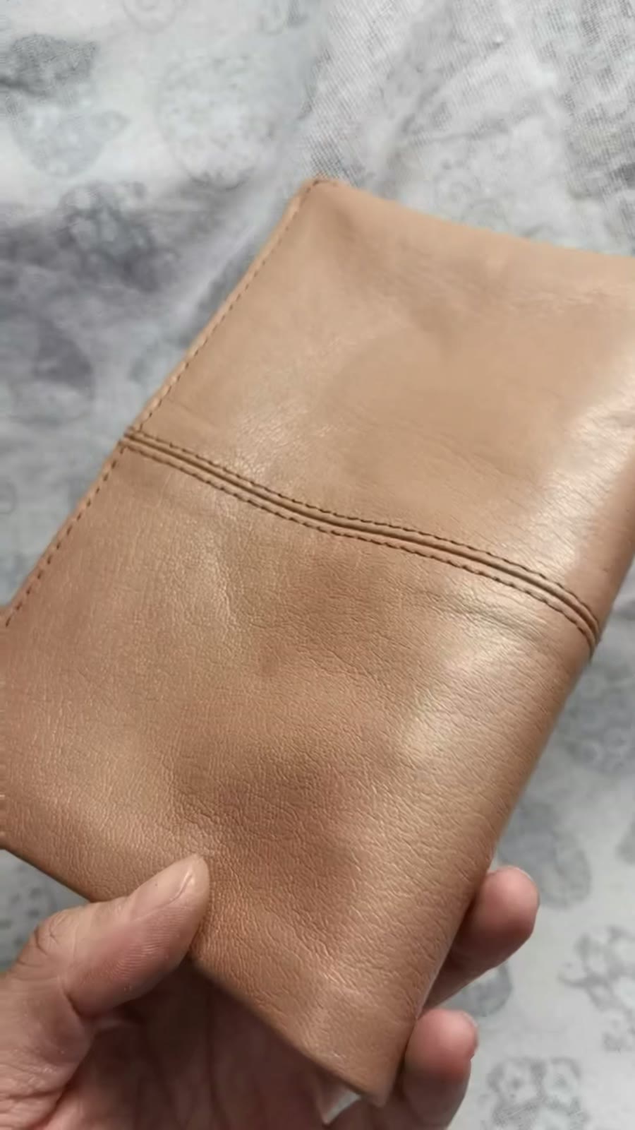 Almond Goat Leather A6 Ring Binder Planner