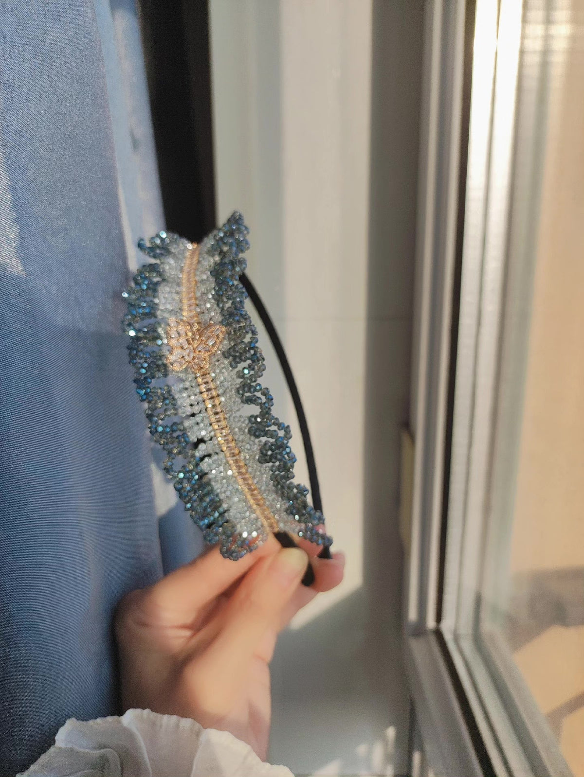 Crystal Gradient Lace Headband Butterfly Design