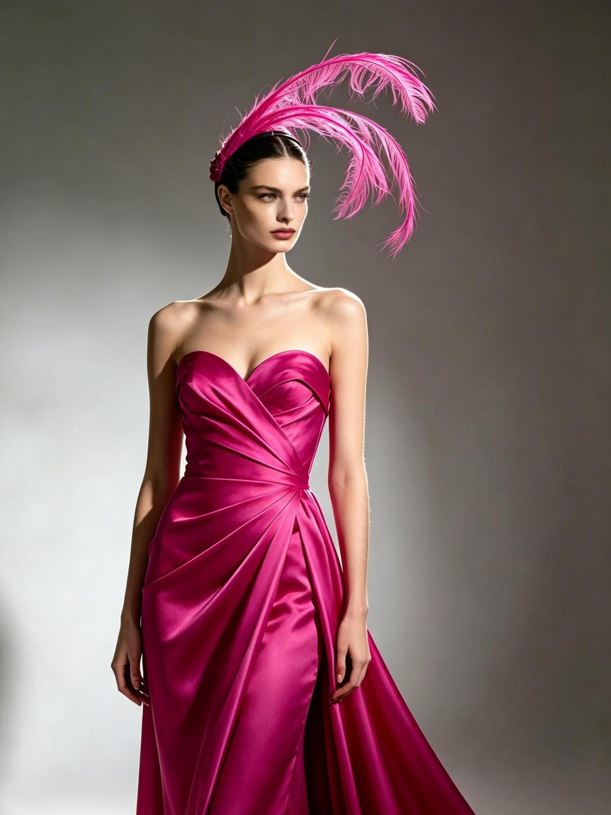 Magenta Feather Hair Headpiece