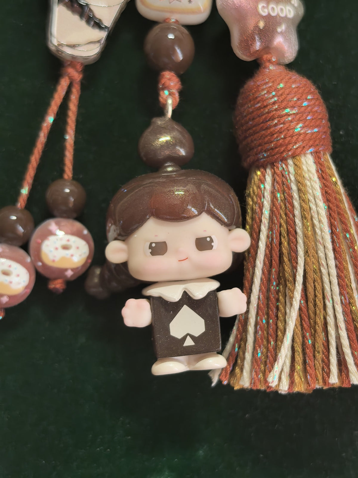 Handcrafted Playing Card Girl Phone Charm Keychain
