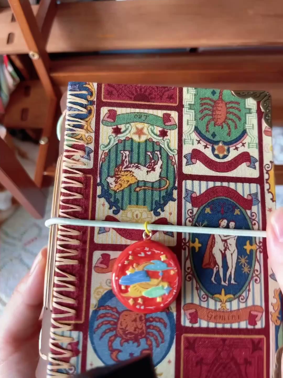 Handmade Tarot Watercolor Notebook with Fabric Cover