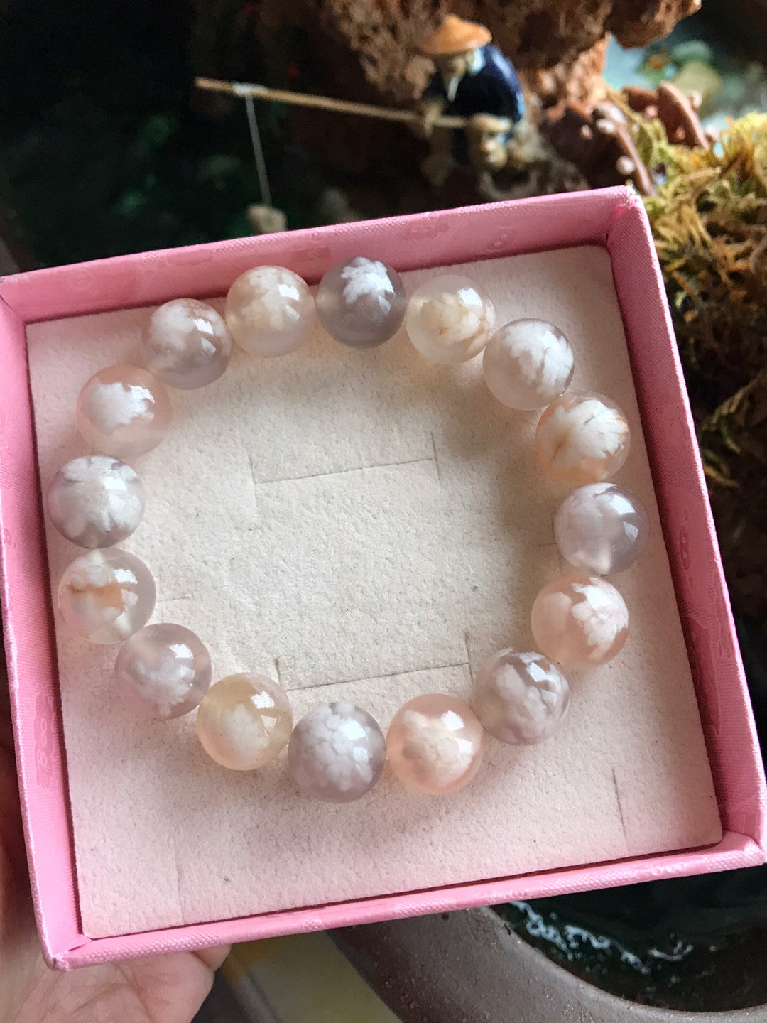 Bracelet de perles en agate fleur 12 mm