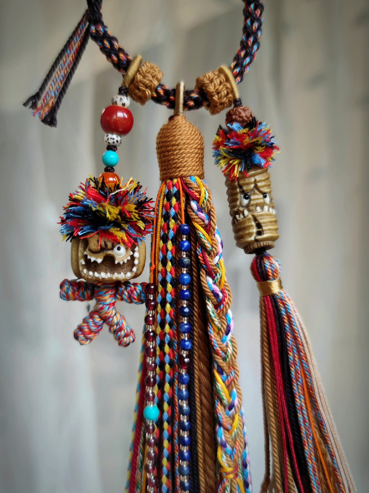 Carved Pumpkin Wood Tassel Hanging Ornament