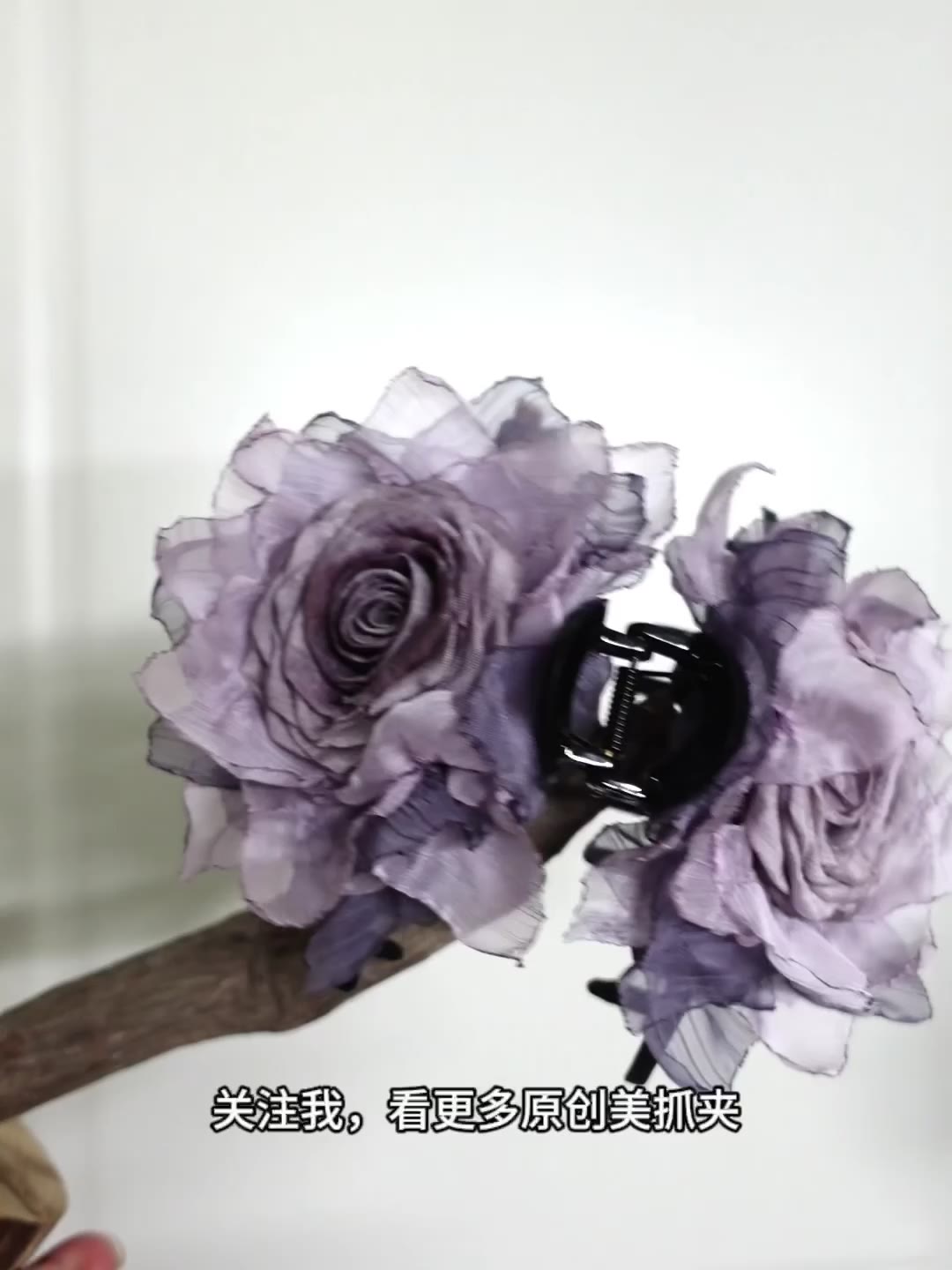 Handmade Fabric Rose Claw Clip