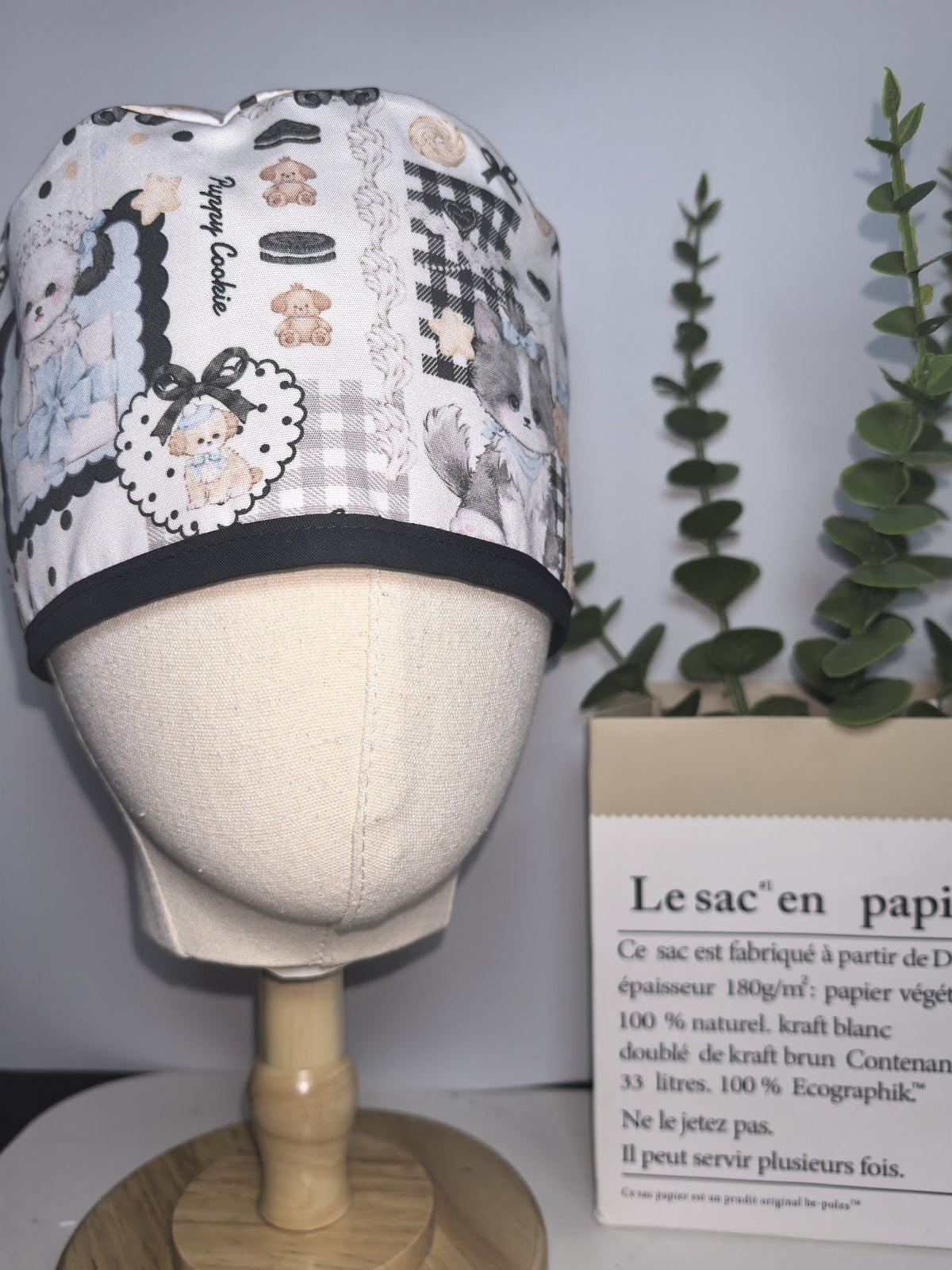 Cotton Scrub Cap with Puppy Print