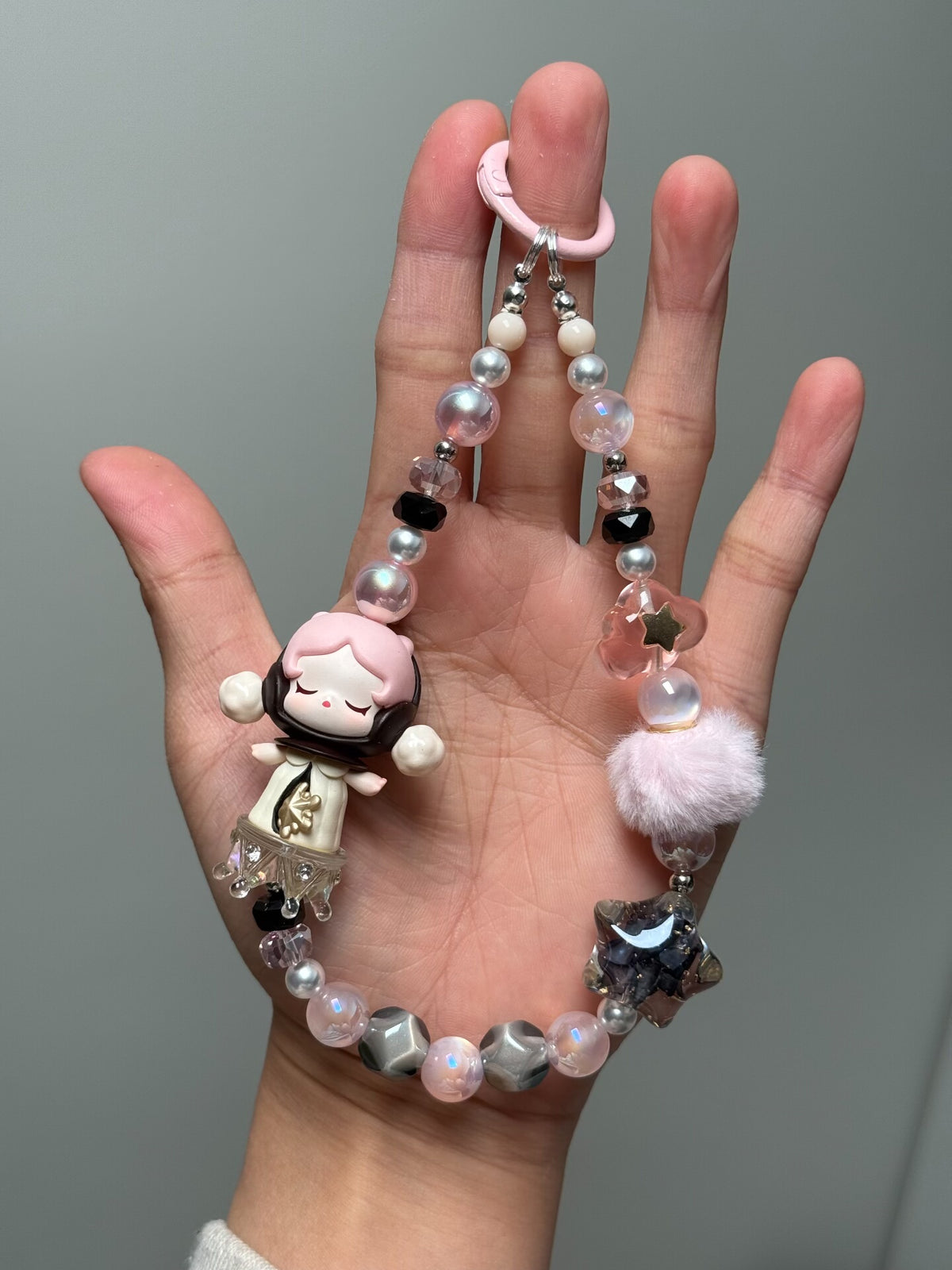 Beaded Girl Figurine Phone Charm Keychain