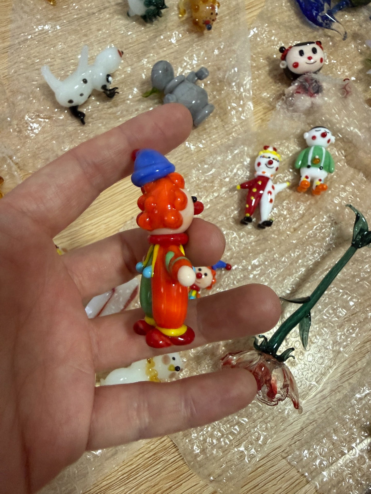 Handmade Colored Glass Clown Figurine