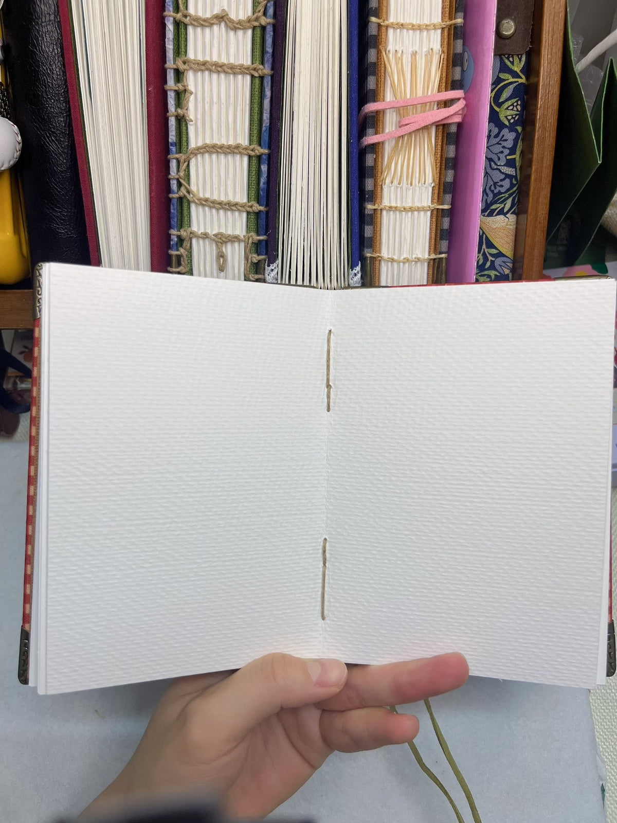 Handcrafted Gingham Fabric Watercolor Journal