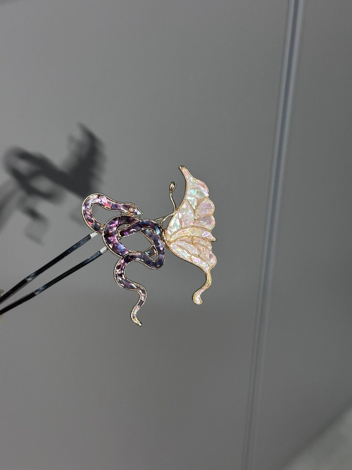 Mother-of-Pearl Snake Butterfly Brooch